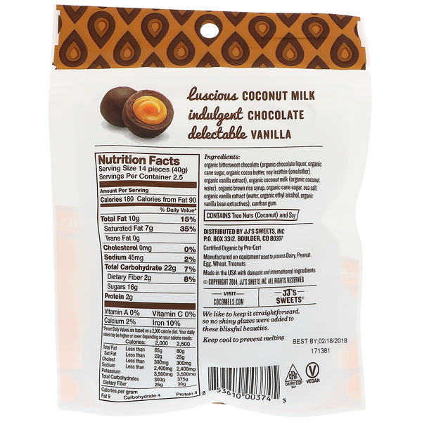 Cocomels, Organic, Coconut Milk Caramels, Bites, Vanilla, 3.5 oz (100 g)