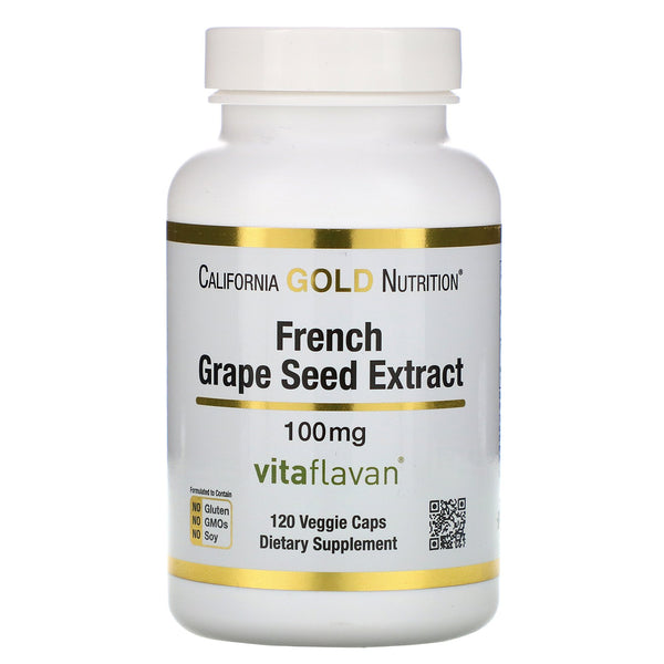California Gold Nutrition, French Grape Seed Extract, VitaFlavan, Antioxidant Polyphenol, 100 mg, 120 Veggie Caps - The Supplement Shop