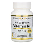 California Gold Nutrition, Vitamin K2 (as MK-4, MK-6, MK-7, MK-9), 120 mcg, 60 Veggie Capsules