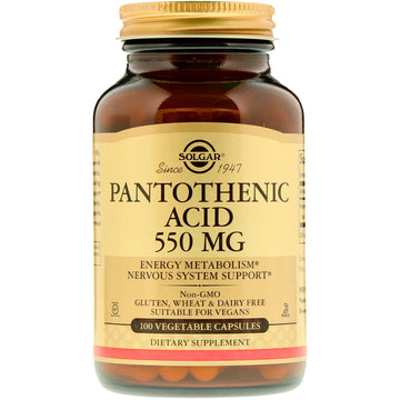 Solgar, Pantothenic Acid, 550 mg, 100 Vegetable Capsules