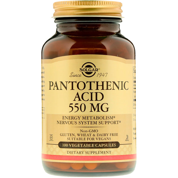 Solgar, Pantothenic Acid, 550 mg, 100 Vegetable Capsules - The Supplement Shop