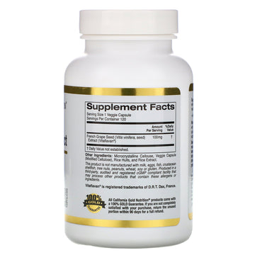 California Gold Nutrition, French Grape Seed Extract, Vitaflavan®, 100 mg, 120 Veggie Capsules