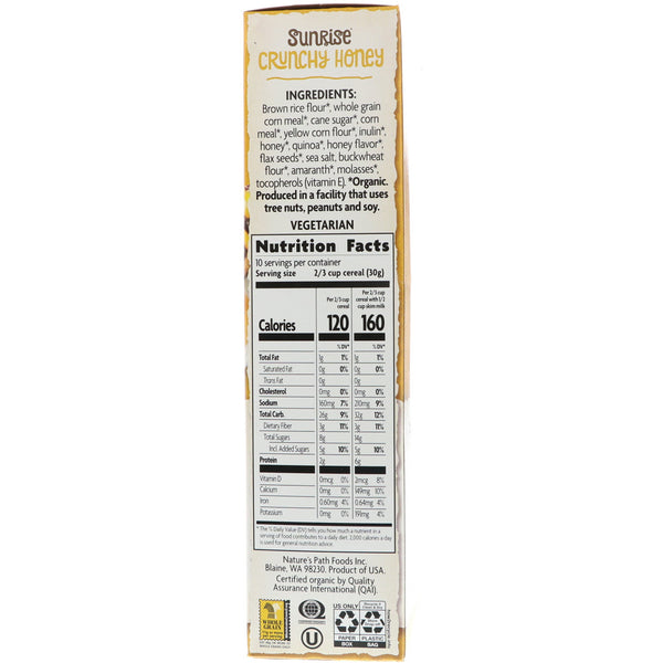 Nature's Path, Organic Sunrise Crunchy Honey Cereal, 10.6 oz (300 g) - The Supplement Shop