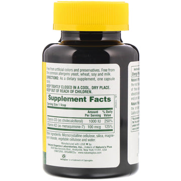 NaturesPlus, Vitamin D3 & K2, 90 Capsules