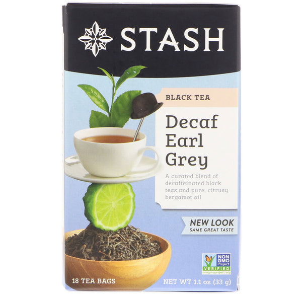 Stash Tea, Black Tea, Decaf Earl Grey, 18 Tea Bags, 1.1 oz (33 g) - The Supplement Shop