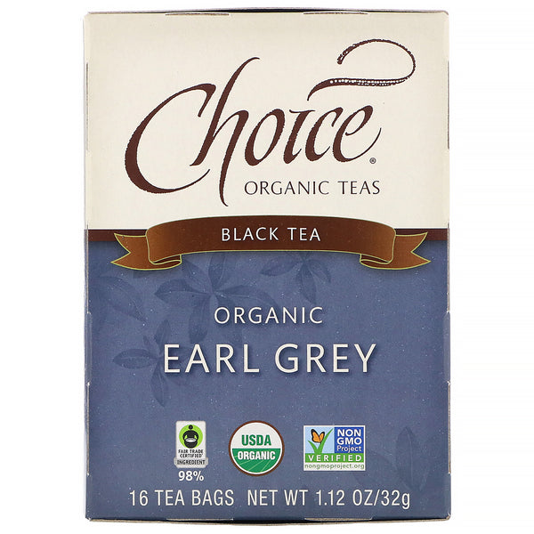 Choice Organic Teas, Organic Earl Grey, Black Tea, 16 Tea Bags, 1.12 oz (32 g) - The Supplement Shop