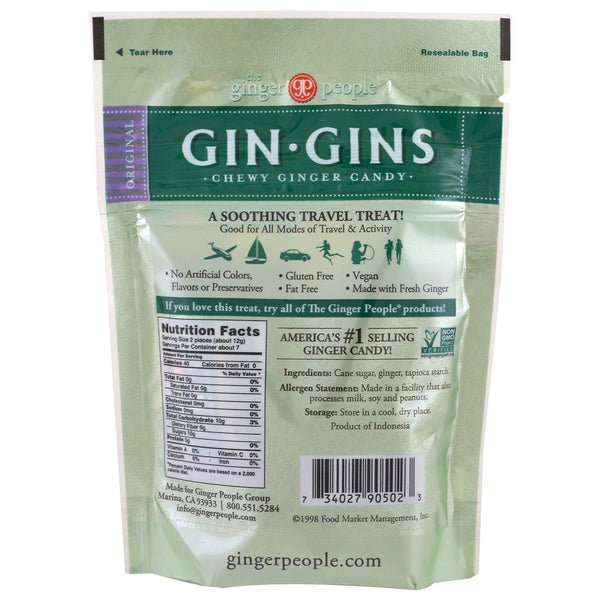 The Ginger People, Gin·Gins, Chewy Ginger Candy, Original, 3 oz (84 g) - The Supplement Shop