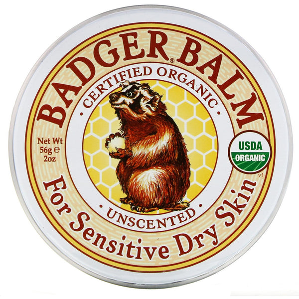 Badger Company, Badger Balm, For Sensitive Dry Skin, Unscented, 2 oz (56 g)