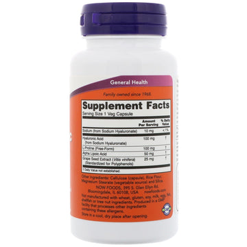Now Foods, Hyaluronic Acid, Double Strength, 100 mg, 60 Veg Capsules