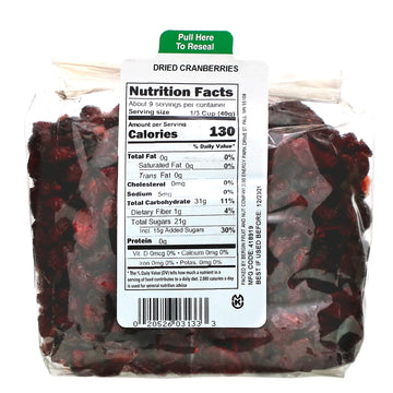 Bergin Fruit and Nut Company, Dried Cranberries, 12 oz (340 g)