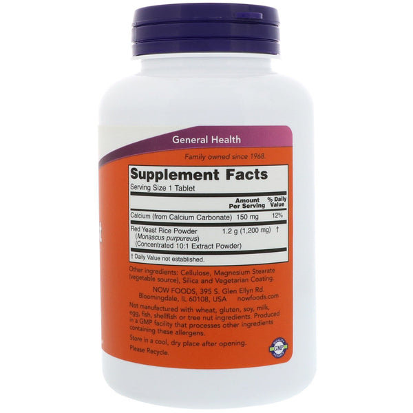 Now Foods, Red Yeast Rice, 1200 mg, 120 Tablets