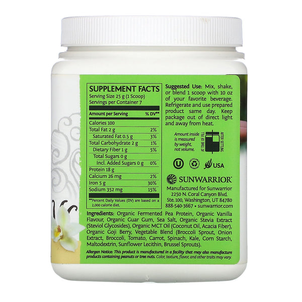 Sunwarrior, Clean Greens & Protein, Tropical Vanilla, 6.17 oz (175 g) - The Supplement Shop