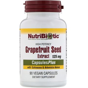 NutriBiotic, Grapefruit Seed Extract with Echinacea & Artemisia Annua, High Potency, 125 mg, 90 Vegan Capsules