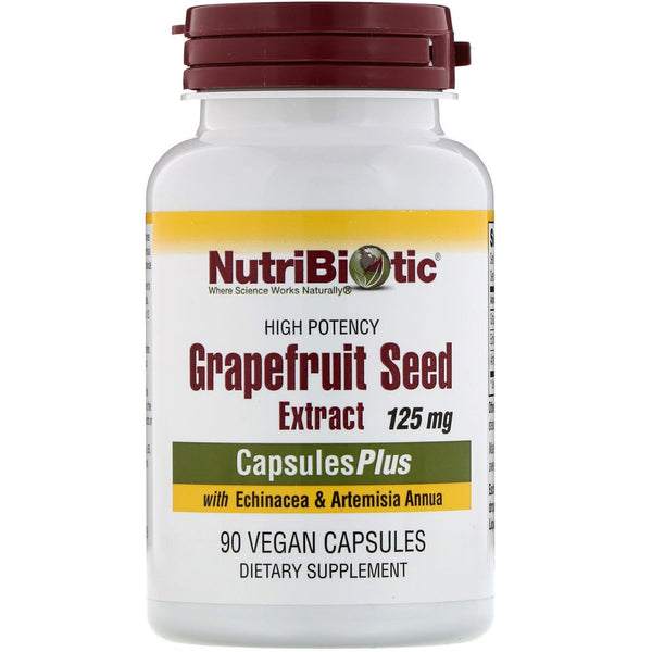 NutriBiotic, Grapefruit Seed Extract with Echinacea & Artemisia Annua, High Potency, 125 mg, 90 Vegan Capsules - The Supplement Shop