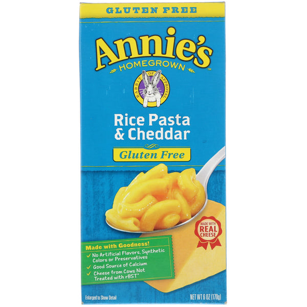 Annie's Homegrown, Gluten Free, Rice Pasta & Cheddar, 6 oz (170 g) - The Supplement Shop