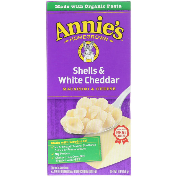 Annie's Homegrown, Macaroni & Cheese, Shells & White Cheddar, 6 oz (170 g) - The Supplement Shop