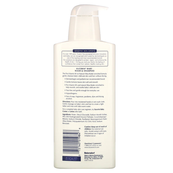 Eucerin, Baby, Wash & Shampoo, Fragrance Free, 13.5 fl oz (400 ml) - The Supplement Shop