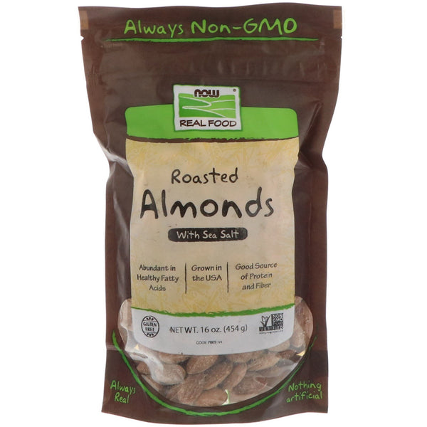 Now Foods, Real Food, Roasted Almonds, with Sea Salt, 16 oz (454 g) - The Supplement Shop