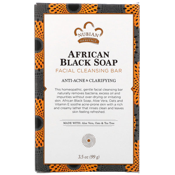 Nubian Heritage, African Black Soap, Facial Cleansing Bar, 3.5 oz (99 g) - The Supplement Shop