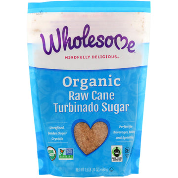 Wholesome , Organic Turbinado, Raw Cane Sugar, 1.5 lbs (24 oz.) - 680 g