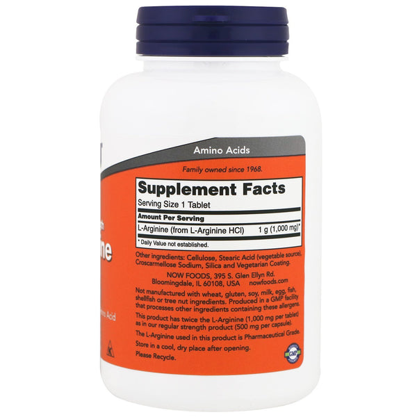Now Foods, L-Arginine, 1,000 mg, 120 Tablets - The Supplement Shop