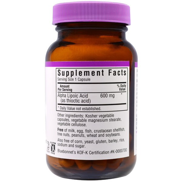 Bluebonnet Nutrition, Alpha Lipoic Acid, 600 mg, 60 Vegetable Capsules - The Supplement Shop