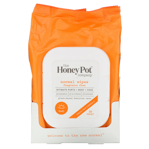 The Honey Pot Company, Normal Wipes, Fragrance Free, 30 Count - The Supplement Shop