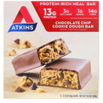 Atkins, Meal, Chocolate Chip Cookie Dough Bar, 5 Bars, 2.12 oz (60 g) Each - The Supplement Shop