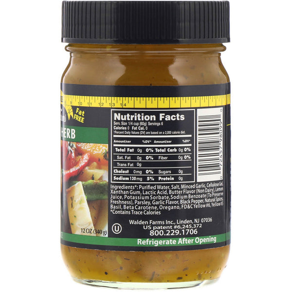 Walden Farms, Pasta Sauce, Garlic & Herb, 12 oz (340 g) - The Supplement Shop