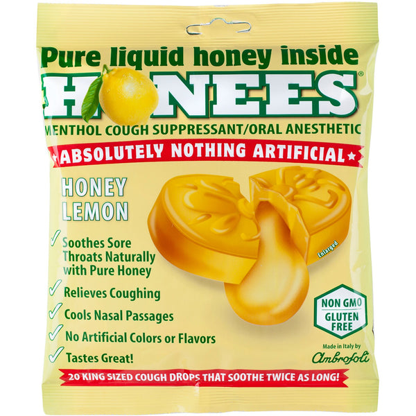 Honees, Cough Drops, Honey Lemon, 20 Cough Drops - The Supplement Shop