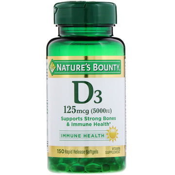 Nature's Bounty, D3, Immune Health, 125 mcg (5,000 IU), 150 Rapid Release Softgels