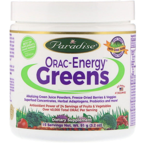 Paradise Herbs, ORAC-Energy Greens, 3.2 oz (91 g) - The Supplement Shop