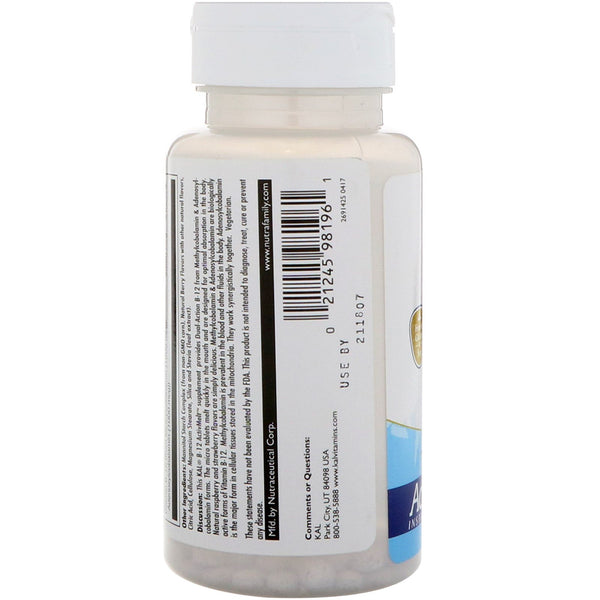 KAL, B-12 Methylcobalamin & Adenosylcobalamin, Mixed Berry, 2,000 mcg, 60 Micro Tablets - The Supplement Shop