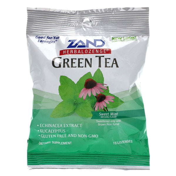 Zand, GreenTea, Herbalozenge, Sweet Mint, 15 Lozenges - The Supplement Shop