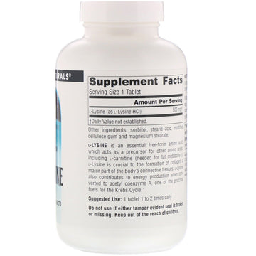 Source Naturals, L-Lysine, 500 mg, 250 Tablets