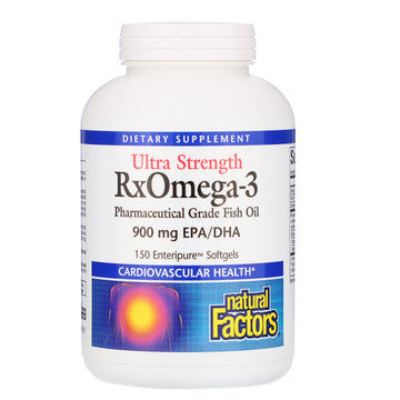 Natural Factors, Ultra Strength RxOmega-3, 900 mg EPA/DHA, 150 Enteripure Softgels
