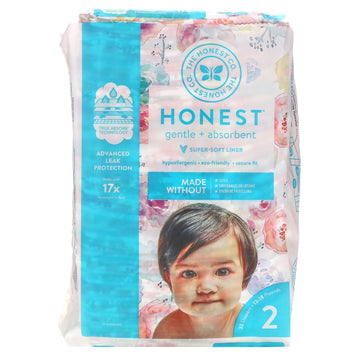 The Honest Company, Honest Diapers Size 2, 12-18 Pounds, Rose Blossom, 32 Diapers