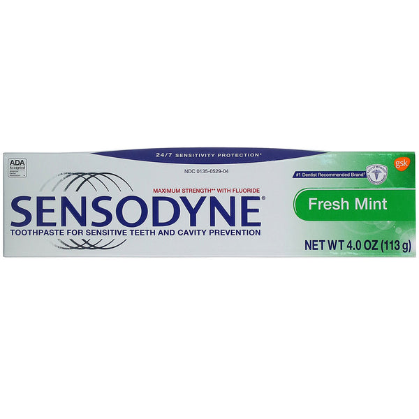 Sensodyne, Toothpaste with Fluoride, Fresh Mint, 4.0 oz (113 g) - The Supplement Shop