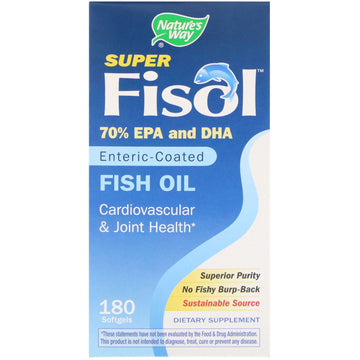 Nature's Way, Super Fisol, Fish Oil, Enteric Coated, 180 Softgels