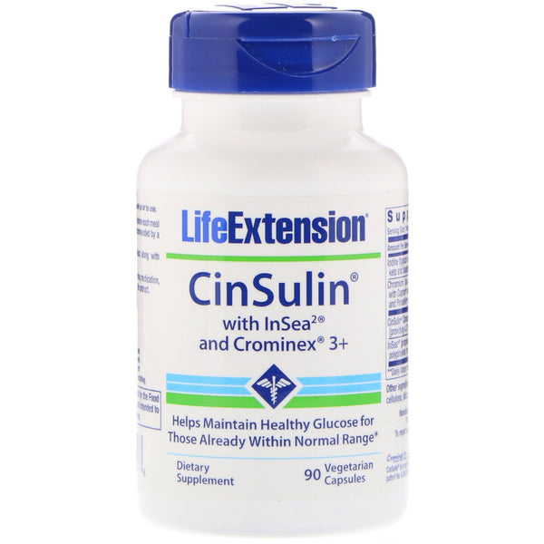 Life Extension, CinSulin with InSea2 and Crominex 3+, 90 Vegetarian Capsules - The Supplement Shop