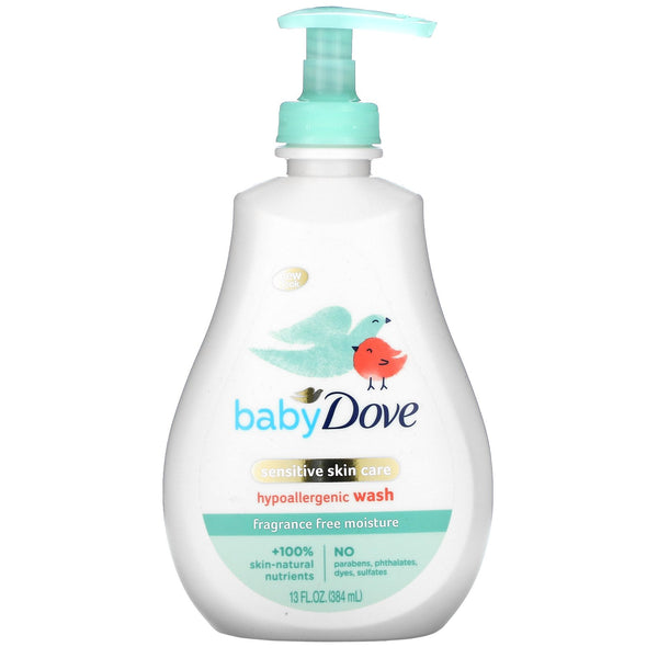Dove, Baby, Sensitive Skin Care, Hypoallergenic Wash, Fragrance Free, 13 fl oz (384 ml) - The Supplement Shop