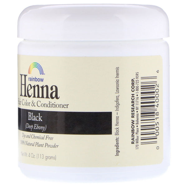 Rainbow Research, Henna, Hair Color & Conditioner, Black, 4 oz (113 g) - The Supplement Shop