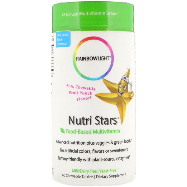 Rainbow Light, Nutri Stars, Food-Based Multivitamin, Fruit Punch Flavor, 60 Chewable Tablets - The Supplement Shop