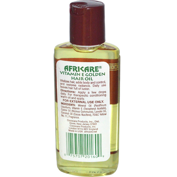 Cococare, Africare, Vitamin E Golden Hair Oil, 2 fl oz (60 ml) - The Supplement Shop