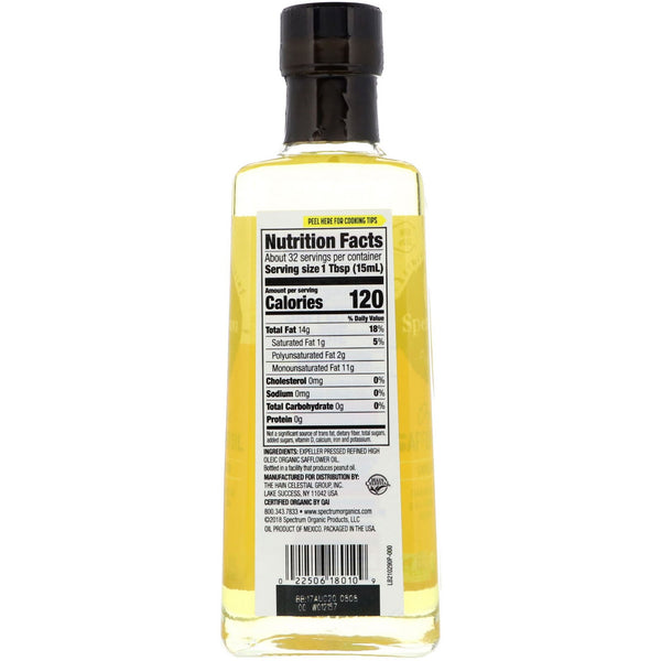 Spectrum Culinary, Organic Safflower Oil, High Oleic, 16 fl oz (473 ml) - The Supplement Shop