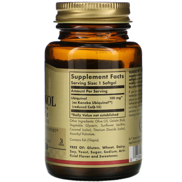Solgar, Kosher Ubiquinol, 100 mg, 60 Softgels - The Supplement Shop