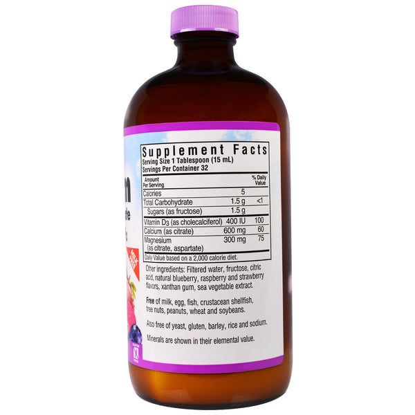 Bluebonnet Nutrition, Liquid Calcium Magnesium Citrate Plus Vitamin D3, Natural Mixed Berry Flavor, 16 fl oz (472 ml) - The Supplement Shop