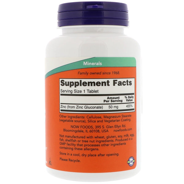Now Foods, Zinc, 50 mg, 250 Tablets - The Supplement Shop