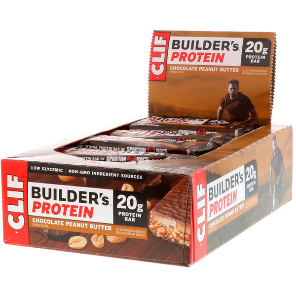 Clif Bar, Builder's Protein Bar, Chocolate Peanut Butter, 12 Bars, 2.4 oz (68 g) Each - The Supplement Shop