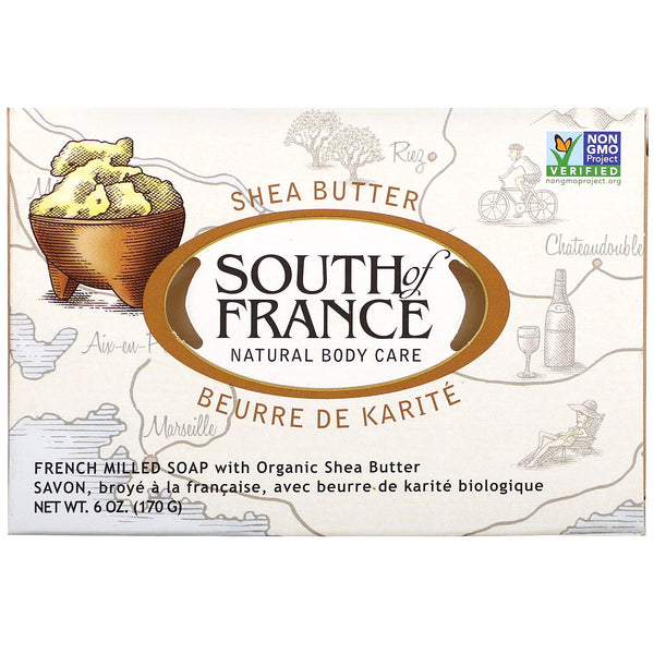 South of France, French Milled Soap with Organic Shea Butter, 6 oz (170 g) - The Supplement Shop